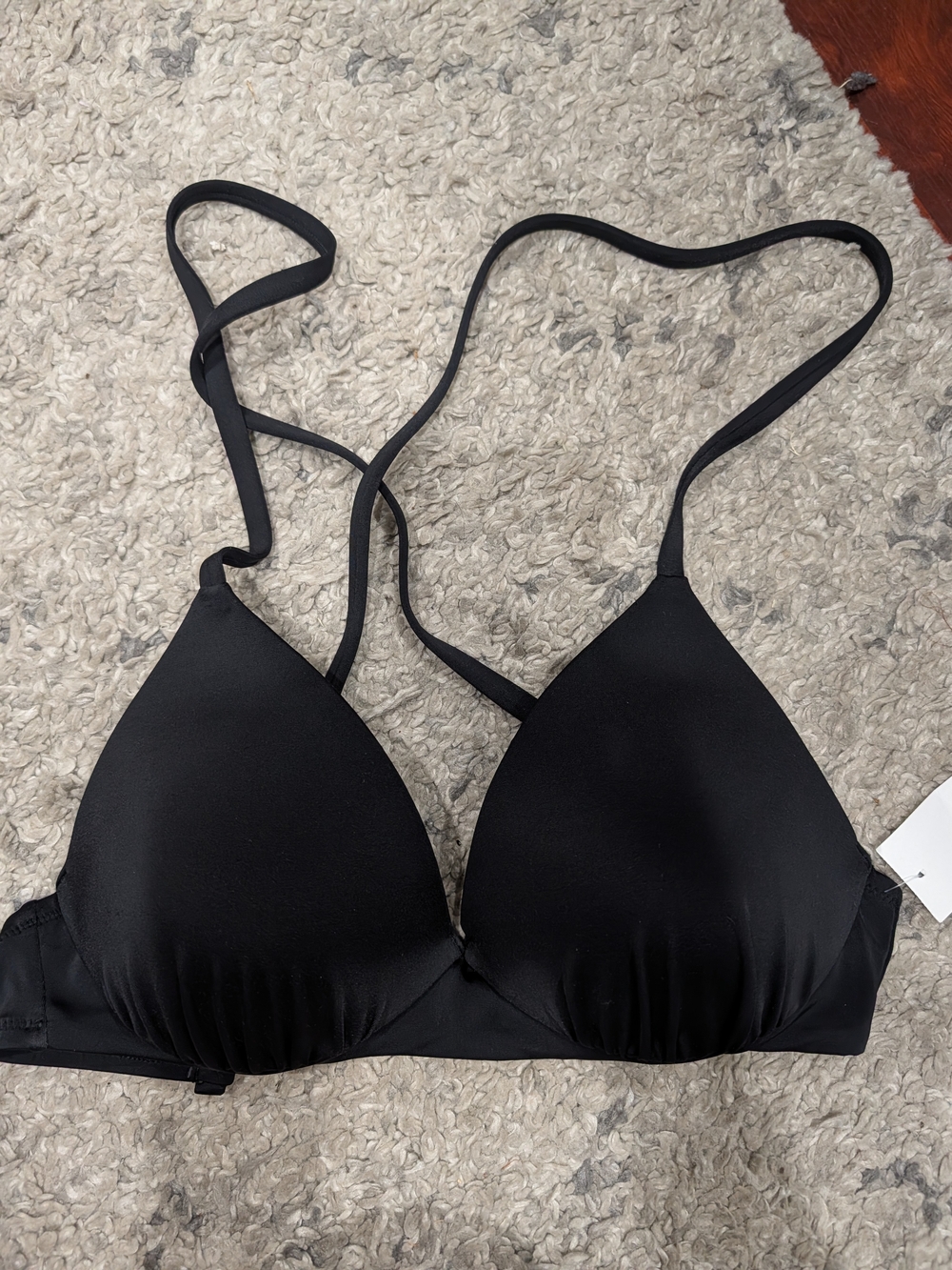 Shade & Shore Black Triangle Bralette with Thin Straps